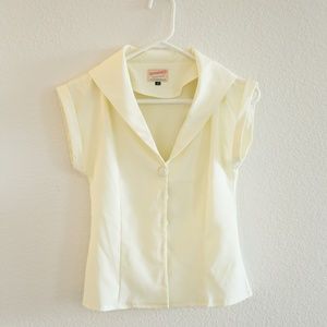 Vintage Inspired Off White Cap Sleeve Blouse